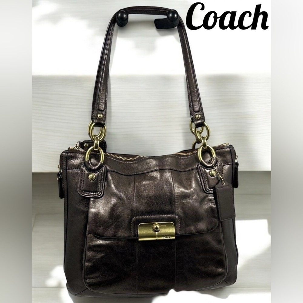 Coach Bronze Leather Kristin Shoulder Bag Approx 13”x 11.75”x 5” w/ dust bag EUC